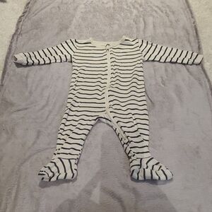 Petit Lem Navy and White Striped Footie